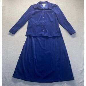 Talbots Womens Suit 2-Piece  Skirt and Buttons Jacket Size M StretchVelvet